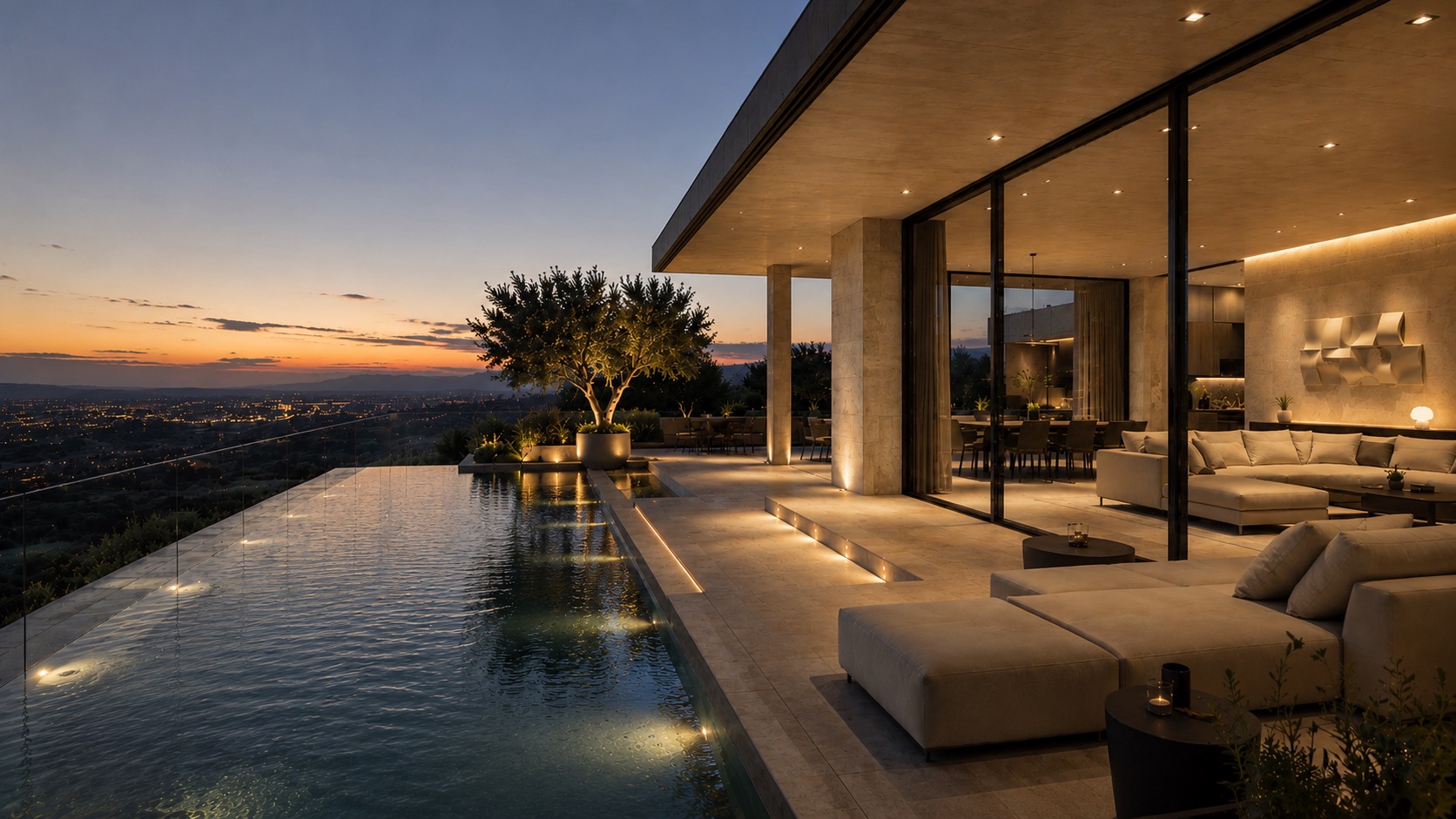 Villa contemporanea con piscina infinity al tramonto - VEMA DOMUS