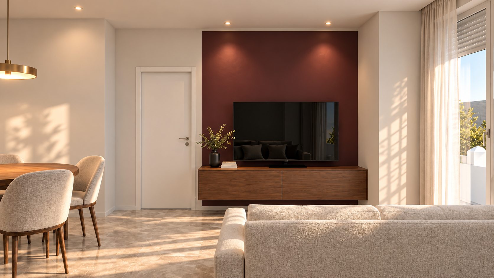 Render soggiorno dell'appartamento C in via Filzi a Sassuolo - Vema Domus